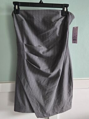 Wild Fable Size Small Strapless Pin Stripped Mini Dress NWT Drape Front Zip Back